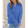 thumbnail image 3 of PRETTYGARDEN Fall Cable Knit Sweaters for Women Long Sleeve Loose Chunky Polo V Neck Sweater Casual Pullover Jumper Tops, 3 of 10