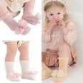thumbnail image 2 of Girls Cotton Knee Socks with Not Slip Bottom & Lovely Lace Bowknot Learn to Walk Socks Not Skid Socks for Ages 1 to 5, 2 of 9