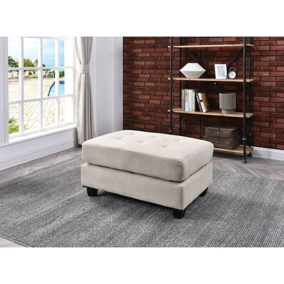Glory Furniture Malone Ottoman in Vanilla Color