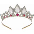 thumbnail image 1 of Tiaras For Girls, Rapunzel Princess Tiara - Gold Crown Crystal Ruby Rhinestone Pearl Headband For Little Flower Girl Kids Women Birthday Wedding Pagea, 1 of 5