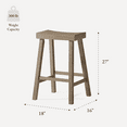 thumbnail image 4 of Maven Lane Vincent 26 Inch Tall Counter Height Backless Rectangular Saddle Barstool in Antiqued Grey Finish with Rustic Wood Top Seat, Set of 2, 4 of 11