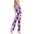 thumbnail image 6 of FORMRS Kids Pajama Set Fleece Long Sleeve Top Relaxed-Fit Pants Lounge Sleepwear, Sizes 3T-11Y, Purple Halloween Pattern, 6 of 7
