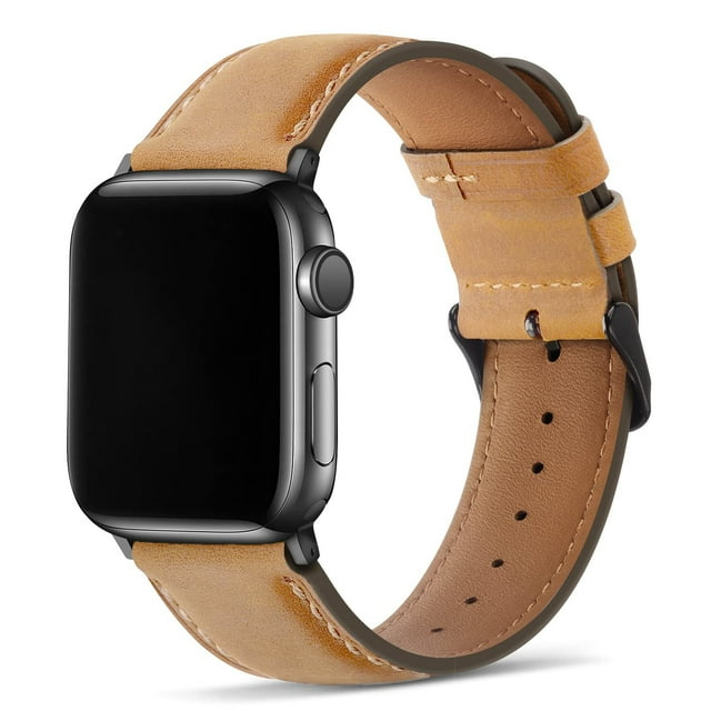 JM Compatible con la correa de Apple Watch - Marrón claro, 49 mm 45 mm 44 mm 42 mm Correa de repuesto de cuero compatible con Apple Watch Ultra Series 8 7 (45 mm) SE 6 5 4 (44 mm) 3 2 1 (42 mm) JM