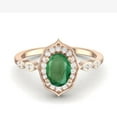 thumbnail image 1 of 7X5 MM Oval Natural Emerald 925 Sterling Silver Rose Vermeil Designer Engagement Women Ring, 1 of 3