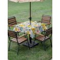 thumbnail image 4 of Outdoor Tablecloth with Umbrella Hole for Patio/Picnic/Party/Camping, Coastal Waterproof Table Cloth Square Cover Washable, Summer Lemon Flower Shell Starfish Rustic (60"x 60"), 4 of 8
