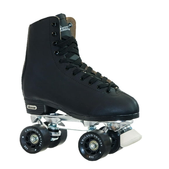 CHICAGO Skates Patines de pista con forro de cuero premium para hombre, patines cuádruples clásicos negros, talla 13