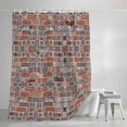 thumbnail image 4 of Red Brick Wall Shower Curtain Set, Waterproof Shower Curtains for Bathroom, Vintage Farmhouse Stone Rocks Geometric Print Washable Fabric Bath Curtain for Bathtub Decoration with Hooks 60x72 Inches, 4 of 9