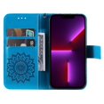 thumbnail image 7 of SaniMore for iPhone 14 Pro Case with Card Holder, Embossed Magnetic Wallet Soft TPU + PU Leather Cover with Practical Bracket + Detachable Hand Strap Shockproof Protective Shell, Blue, 7 of 7