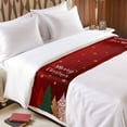 thumbnail image 4 of Bed Runner Scarf for Queen Size Bed, Merry Christmas Beds Scarf Throws for Foot of Bedding, Red Green Xmas Tree Stars Red Modern Art Decorative Beds Runners for Bedroom Guestroom, 83"x20", 4 of 8