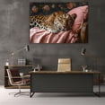 thumbnail image 6 of Mudket Framed Sleeping Leopard on Pink Pillow Canvas Wall Art, Cute Leopard Print Wall Decor for Bedroom, Cozy Animal Wall Art, Ready to Hang - 12"L x 8"W, 6 of 10