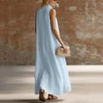 thumbnail image 6 of Uscallm Women's Collared Sleeveless Button Down Maxi Dresses Flowy Casual Long Boho Beach Vacation Sundresses, Light Blue S, 6 of 7