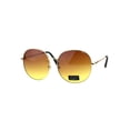 thumbnail image 2 of Womens Luxury Designer Oversize Round Metal Rim Gradient Sunglasses Gold Brown Yellow, 2 of 4