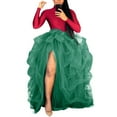 thumbnail image 2 of Odeerbi Dresses for Women 2025 Tulle Long Skirt High Waist Ruffle Floor Length Wedding Puffy Maxi Skirts Olive Green, 2 of 7