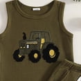 thumbnail image 5 of WUANDIXFA Toddler Baby Boy Summer Clothes Embroiderey Waffle Knit Tank Top + Casual Shorts Cute Clothing Set,Dark Green,18-24 Months, 5 of 6