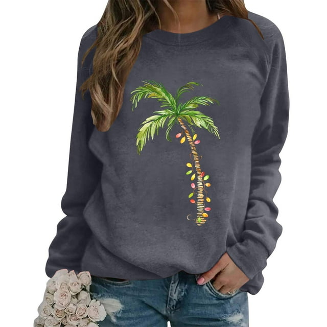 Sharpies Haut de Noël pour Femmes, Chandail de Mode pour Femmes, Blouses à Manches Longues et Col Rond, Hauts Pulls/gris (L)