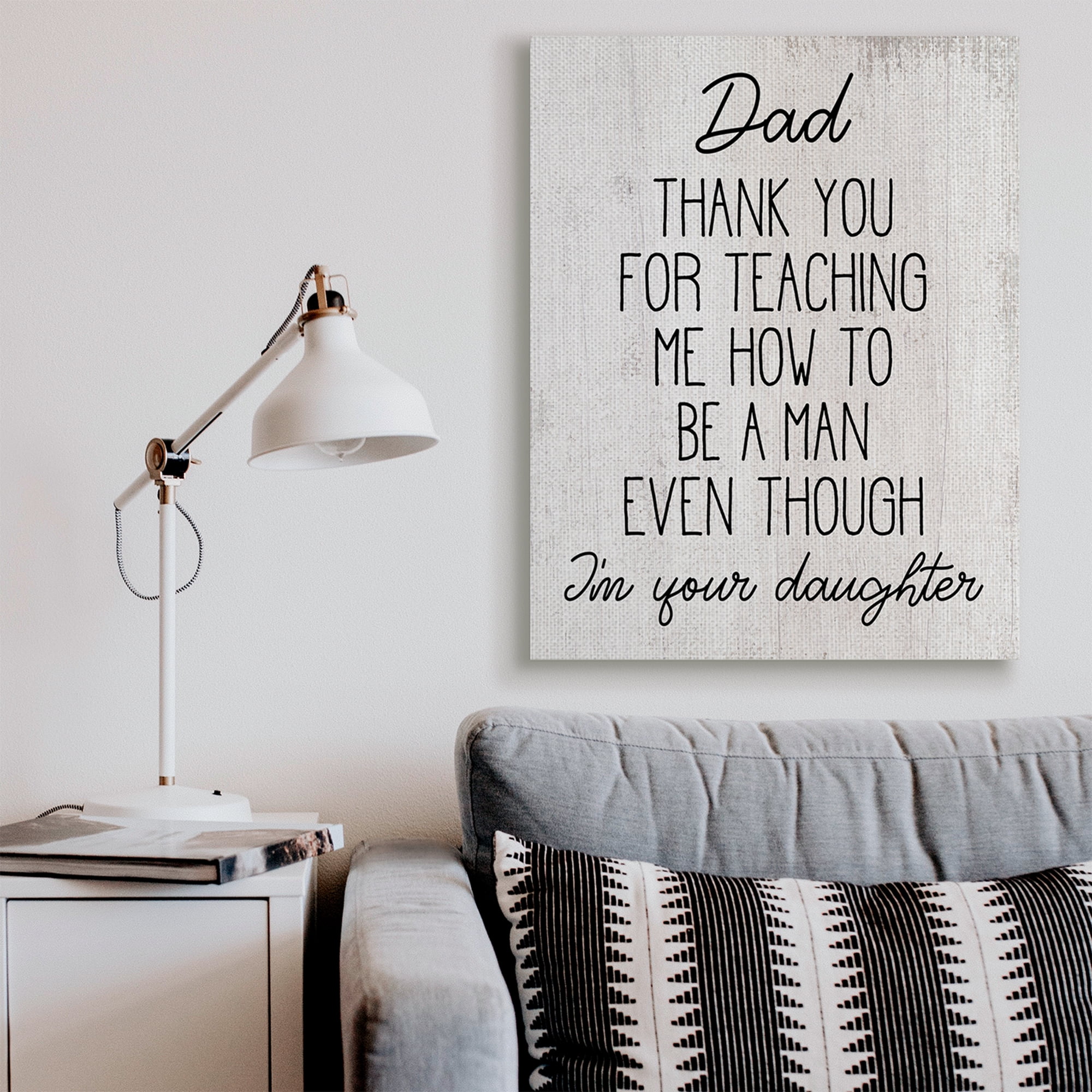 Stupell Industries Dad Thank You Phrase Family Daughter Humor Inspirational Painting Gallery Wrapped Canvas Art Print Wall Art, 36 x 48