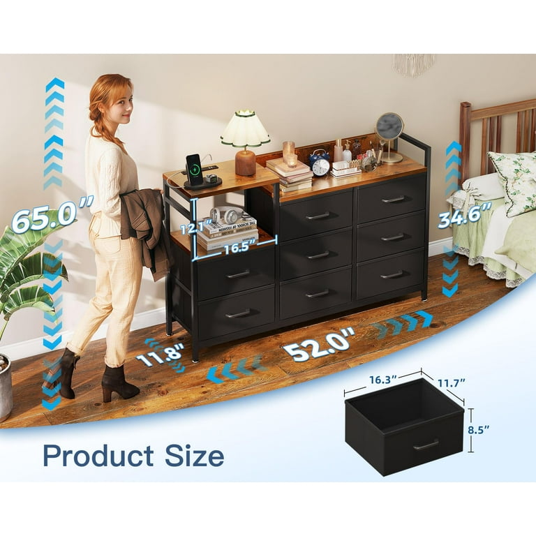 ドレッサー Joqixon 8-Drawer Dresser with Built-in Power Outlet, Wooden