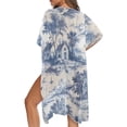 thumbnail image 5 of Xoenoiee Toile De Jouy Boat House Print Kimonos for Women Swimsuit Coverups Beach Cover Up Summer Swimwear Cardigan Beachwear for Beach Vacation Travel, 5 of 7
