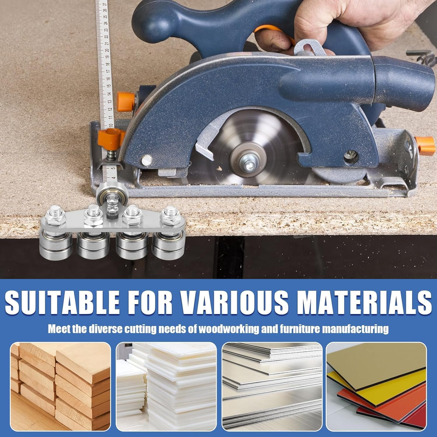 Positioning Calipers for Circular Saw, Stainless Steel Rip Cut Circular Saw Guide, Adjustable Guide Rail for Woodworking Positioning Cutting