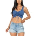 thumbnail image 5 of Women's Sexy Casual Adjustable Ruched Stretchy Slim Fit Jersey Crop Top, 5 of 5