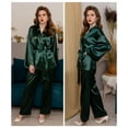 thumbnail image 2 of Womens Silk Satin Pajamas Set Solid Silky Pjs Robe Top with Pants Two Piece Sleepwear Soft Nightwear, 2 of 6