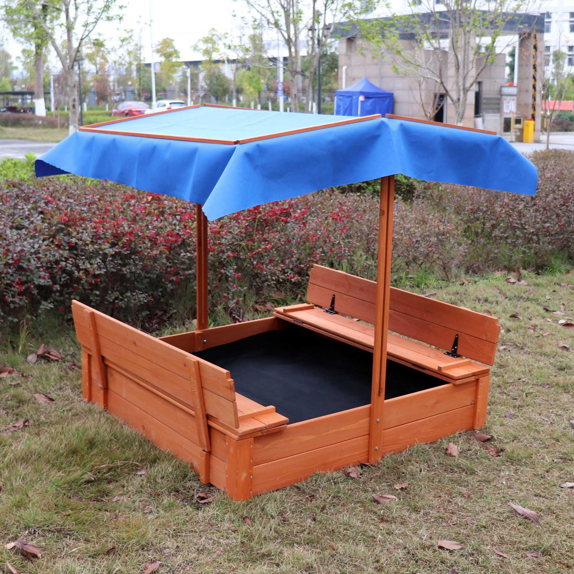 iRerts Kids Sandbox with Cover, Wooden Sandbox Children Outdoor Sand