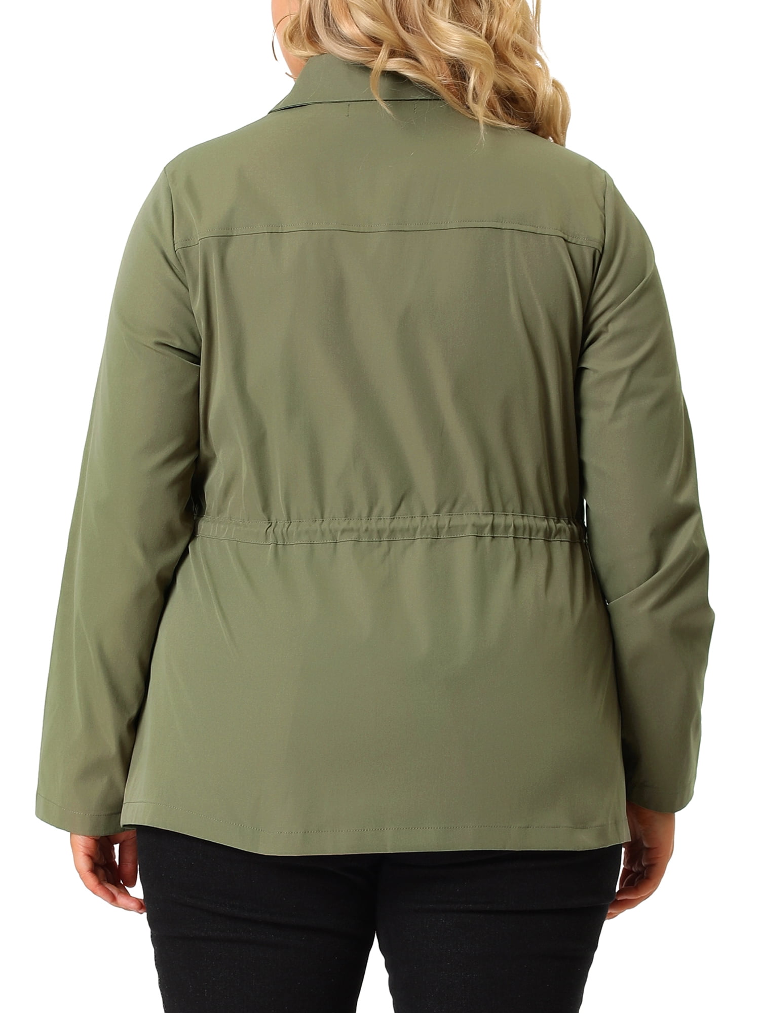 DARING DIVA Plus Size Moto Zipper Drawstring Waist Jacket 3X Green