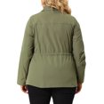 thumbnail image 3 of Agnes Orinda Women's Plus Size Lapel  Zipper Drawstring Waist Moto Jacket 2X Green, 3 of 7
