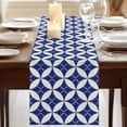 thumbnail image 3 of Table Runners 108 Inches Long Dress Scarves, Retro Rhombus Farmhouse Coffee/Dining/Kitchen Table Runner for Living Room, Morocco Abstract Geometric Art Navy Blue 13x108 Inch, 3 of 9