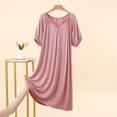 thumbnail image 2 of Asxite Womens Pajamas Solid Short Sleeve Round Neck Ruffle Hem Loose Breathable Nightgown, 2 of 6