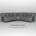 thumbnail image 5 of Ellesophas 7-Seat PU Leather Reclining Sectional Sofa Set with Footrest, Wide Padded Armrests, Removable Backrest, Perfect for Living Room & Home Theater, Gray, 5 of 7