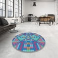 thumbnail image 4 of Ahgly Company Machine Washable Indoor Square Transitional Viola Purple Area Rugs, 3' Square, 4 of 7