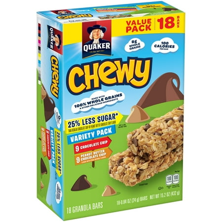 Quaker® Chewy 25% Less Sugar Granola Bar Variety Pack 18-0.84 oz. Bars