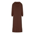 thumbnail image 4 of IROINNID Maxi Dress for Women Hooded Winter Warm Color Long Sleeve Pocket Long Dress Savings,Brown, 4 of 6