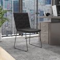 thumbnail image 4 of LeisureMod Ergonomic Office Chair Upholstered Leather Guest Side Chair Padded Seat and Back Desk Chair with Powder-Coated Stainless Steel Base Zylar Collection in Charcoal, 4 of 12
