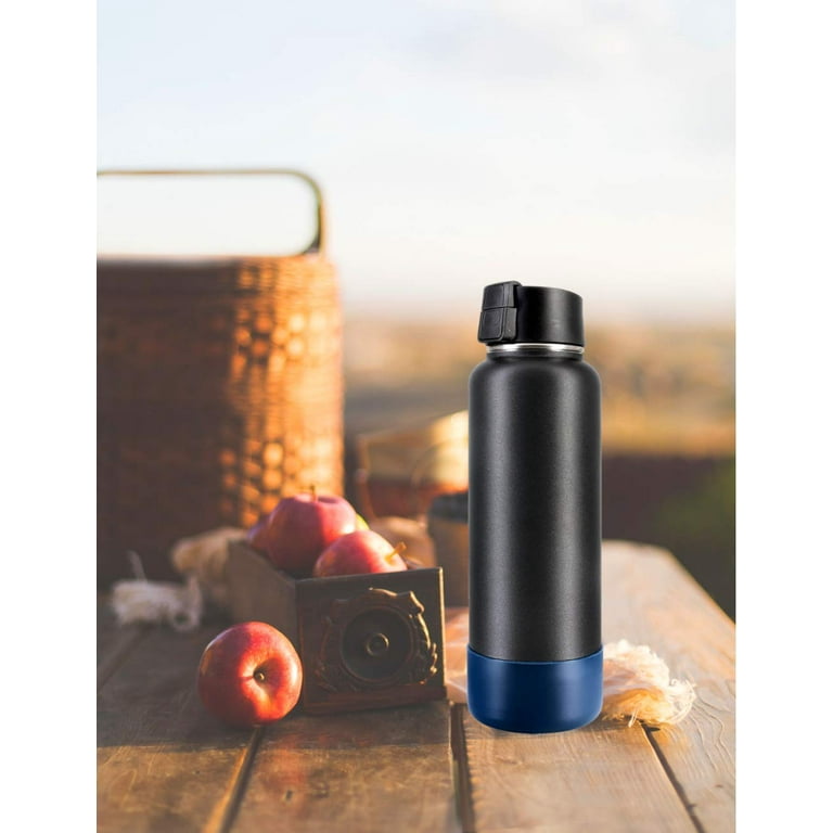 Protective Silicone Bottle Boot/Sleeve Hydro Flask Anti-Slip Bottom Cover  Hot US[12 to 24 oz,Black]