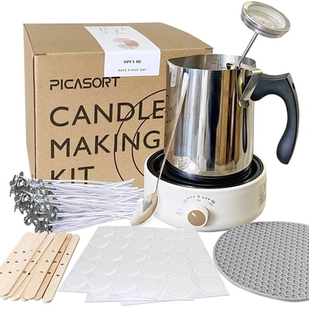 Candle making kit With Hot Plate - Candle Making Supplies, Include Wax Melting pot,Hot Plate,Thermometer,Stirring Spoon,Candle Wick Etc, DIY Kits for beginners