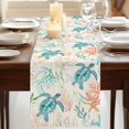 thumbnail image 3 of Table Runners 108 Inches Long Dress Scarves, Teal Red Coastal Farmhouse Coffee/Dining/Kitchen Table Runner for Living Room, Retro Beach Nautical Sea Turtle Coral 13x108 Inch, 3 of 9