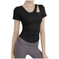 thumbnail image 2 of Ounisa Womens Fashion Fall Clothes One Piece Cutout Tops Long Sleeve Ribbed Slim Fitted Shirts Tee Tshirts, 2 of 6