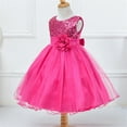 thumbnail image 5 of XQYLOS Toddler Girls Glitter Sequin Princess Dress Sparkly Tulle Party Gown Floral Belt Flower Girl Pageant Dress 3-10 Years, 5 of 5