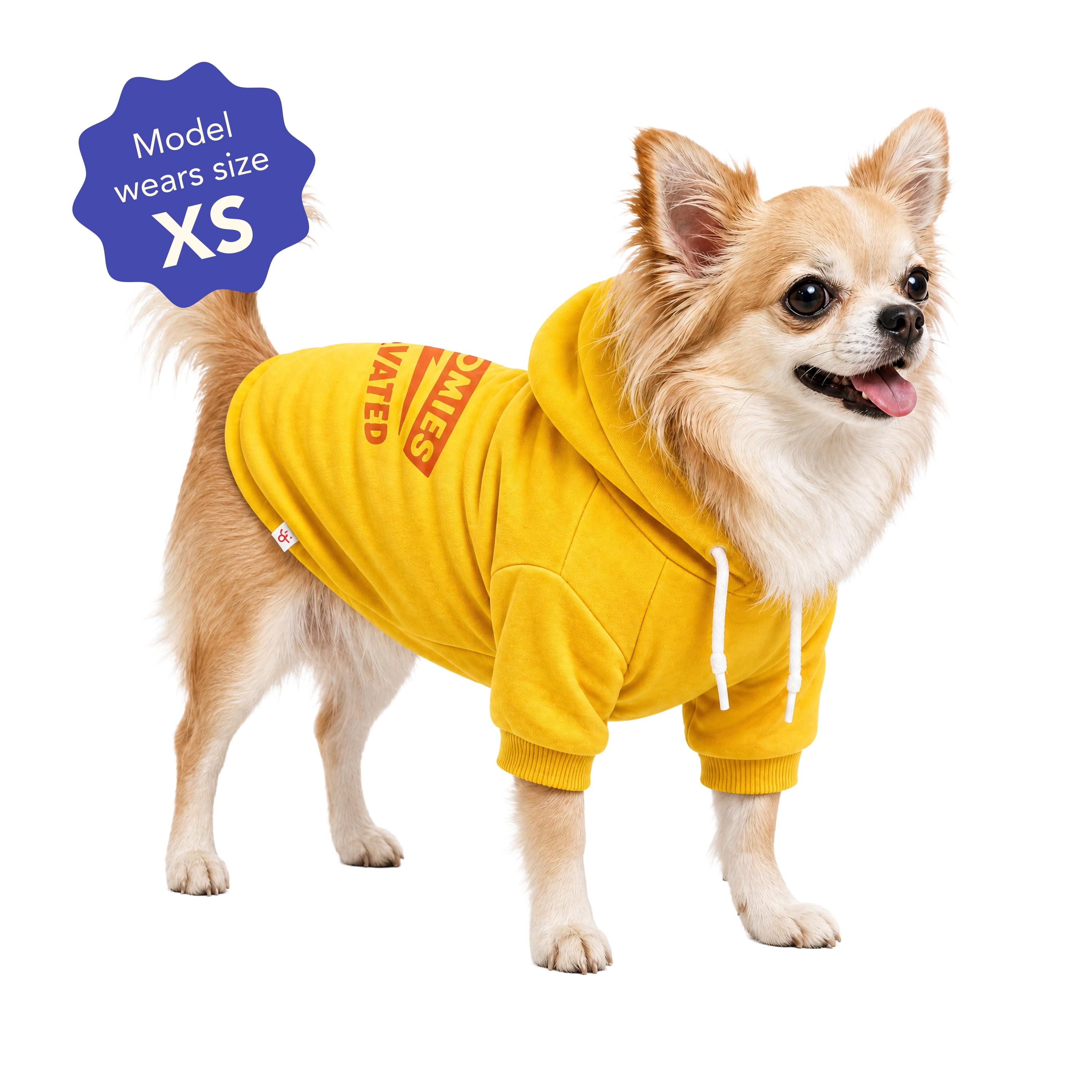 Oodles Zoomie Activated Fall Dog Hoodie, Yellow, XS