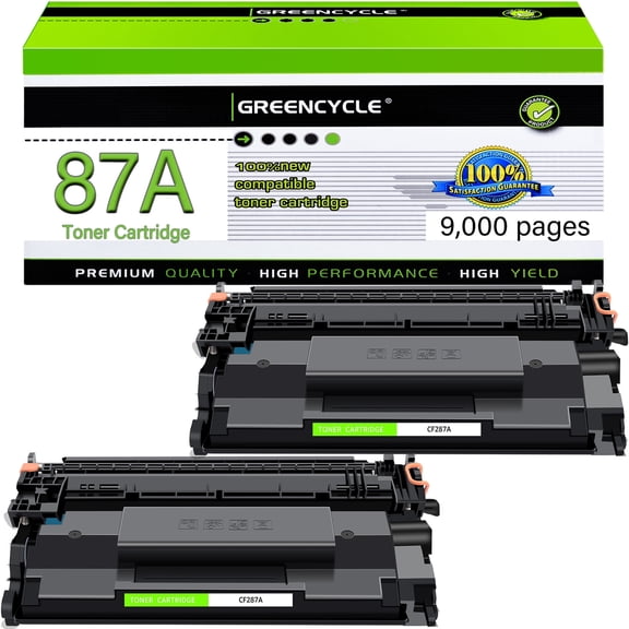 GREENCYCLE 2 Pack Compatible for 87A CF287A Black Toner Cartridge Replacement with Laserjet Enterprise M506 M506dn M506n M506x Pro M501 M501dn M527 M527dn Series Printer