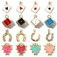 thumbnail image 5 of Pack of 3 18k Gold Plated Earrings Charm Heart/Horseshoe/Dices Card Necklace Pendant Jewelry Making Accessories, 5 of 9