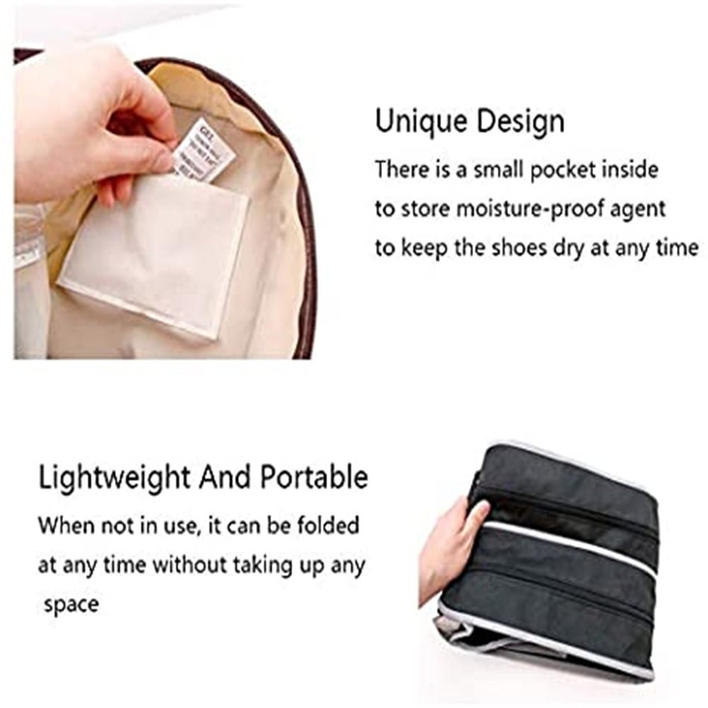 Kepooman 2 Pieces Portable Waterproof Boots Shoe Bag Travel Organizer, Zippered Tall Boot Dust Cover Protector Bag with Handle, Black, B