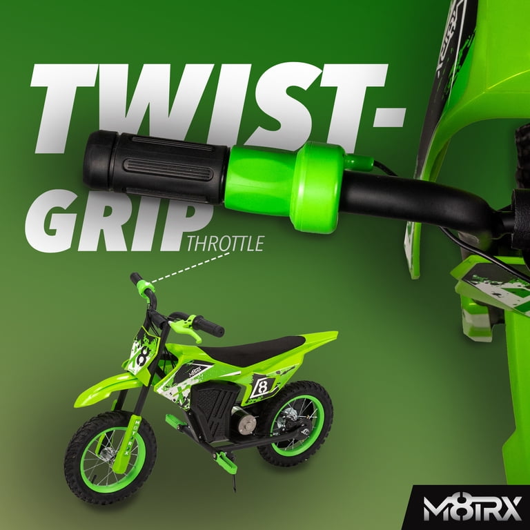 M8TRX SPORTS Green 12V Mini Electric Child Dirt Bike, Battery