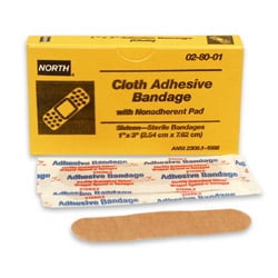 North Bandages - North 28001 1'' X 3'' Latex-Free Woven Strip Adhesive Bandage (16 Per Box) (1/BX)