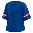 thumbnail image 3 of Women's WEAR by Erin Andrews Royal Buffalo Bills Color Block Boxy Modest Crop V-Neck T-Shirt, 3 of 4