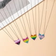 thumbnail image 3 of PAURO Unisex Stainless Steel Heart Rainbow Pride Lgbt Necklaces for Aromantic, Couple Statement Jewelry, 3 of 4