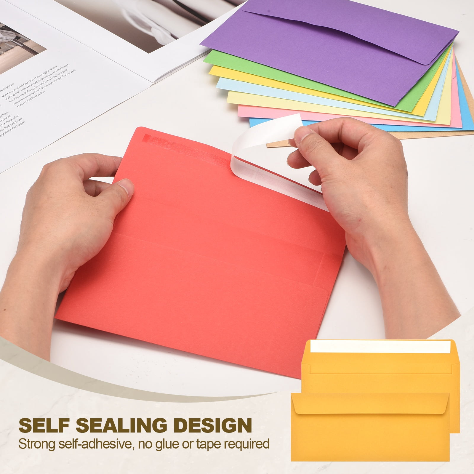 Uxcell 100 Pack Golden #10 Business Envelopes, Colored Self Seal Letter Size
