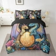 thumbnail image 2 of Erosebridal Kawaii Cartoon Dragon Bed in a Bag Full size, Boho Floral Bed Set, Starry Sky Room Decor, 7pcs, 2 of 5